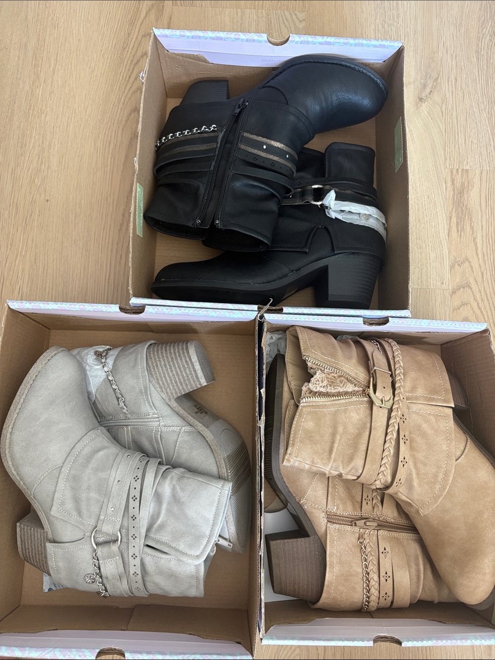 Women's Ankle Boots - Black, Taupe, or Light Gray
